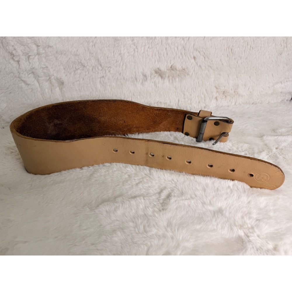 Vintage Genuine Leather Weightlifting Belt Tan Unisex Powerlifting 33 Inch